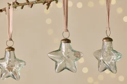 Baubles & Tree Decorations|Shades Of Nature^Nkuku Sardi Star Baubles - (Set of 4) Clear