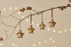 Baubles & Tree Decorations|Shades Of Nature^Nkuku Sardi Star Baubles - (Set of 4) Gold