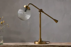 Desk Lamps|Table Lamps^Nkuku Sengol Recycled Glass Desk Lamp - Antique Brass