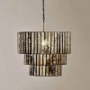 Statement Lighting|Pendant Lighting^Nkuku Shanaya Mottled Glass Chandelier - Antique Bronze
