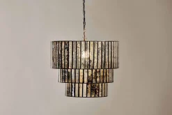 Statement Lighting|Pendant Lighting^Nkuku Shanaya Mottled Glass Chandelier - Antique Bronze