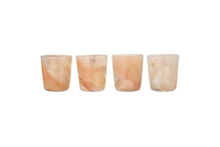 Tumblers^Nkuku Shirali Marble Swirl Tumbler - Apricot (Set of 4)