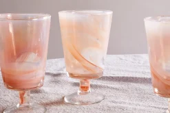 Wine & Champagne Glasses^Nkuku Shirali Marble Swirl Wine Glass - Apricot - (Set of 4)