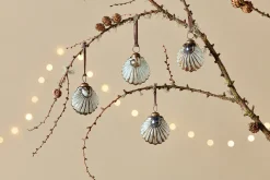 Baubles & Tree Decorations^Nkuku Sohni Shell Baubles - Gold & Cream - (Set of 4)