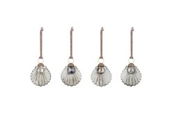 Baubles & Tree Decorations^Nkuku Sohni Shell Baubles - Gold & Cream - (Set of 4)