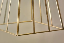 Statement Lighting|Pendant Lighting^Nkuku Solan Glass Lantern Pendant - Clear & Antique Brass
