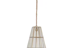 Statement Lighting|Pendant Lighting^Nkuku Solan Glass Lantern Pendant - Clear & Antique Brass