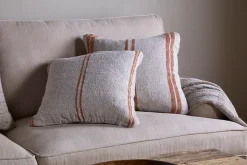 Bedroom Textiles|Cushions^Nkuku Tajana Linen Stripe Cushion Cover - Rust