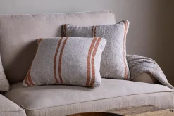 Bedroom Textiles|Cushions^Nkuku Tajana Linen Stripe Cushion Cover - Rust