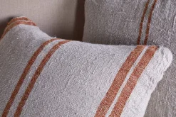Bedroom Textiles|Cushions^Nkuku Tajana Linen Stripe Cushion Cover - Rust