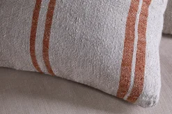 Bedroom Textiles|Cushions^Nkuku Tajana Linen Stripe Cushion Cover - Rust