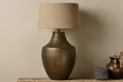 Table Lamps^Nkuku Tanda Etched Statement Table Lamp - Antique Brass - Extra Large