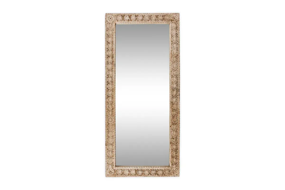 Full Length Mirrors|Wall Mirrors^Nkuku Tannir Carved Mango Wood Mirror - Natural