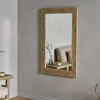 Decorative Home Accessories|Wall Mirrors^Nkuku Tannir Mango Wood Carved Mirror - Natural