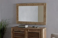 Decorative Home Accessories|Wall Mirrors^Nkuku Tannir Mango Wood Carved Mirror - Natural