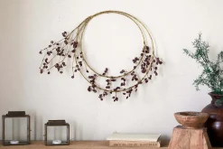 Wreaths & Garlands|New Christmas^Nkuku Tanu Layered Mango Wood Beaded Wreath - Brass & Ruby