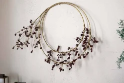 Wreaths & Garlands|New Christmas^Nkuku Tanu Layered Mango Wood Beaded Wreath - Brass & Ruby