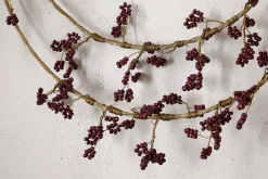 Wreaths & Garlands|New Christmas^Nkuku Tanu Layered Mango Wood Beaded Wreath - Brass & Ruby