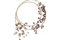 Wreaths & Garlands|New Christmas^Nkuku Tanu Layered Mango Wood Beaded Wreath - Brass & Ruby