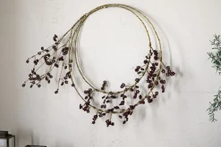 Wreaths & Garlands|New Christmas^Nkuku Tanu Layered Mango Wood Beaded Wreath - Brass & Ruby