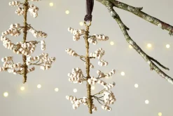Baubles & Tree Decorations|New Christmas^Nkuku Tanu Mango Wood Beaded Baubles - (Set of 3) Brass & Natural