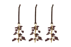 Baubles & Tree Decorations|New Christmas^Nkuku Tanu Mango Wood Beaded Baubles - (Set of 3) Brass & Ruby