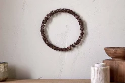 Wreaths & Garlands|New Christmas^Nkuku Tanu Mango Wood Beaded Wreath - Brass & Ruby