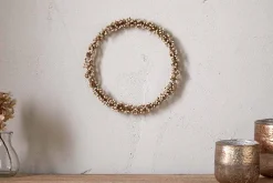 Wreaths & Garlands|New Christmas^Nkuku Tanu Mango Wood Beaded Wreath - Brass & Natural