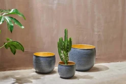 Decorative Home Accessories|Garden Planters^Nkuku Tembesi Etched Planter - Antique Black & Brass