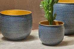 Decorative Home Accessories|Garden Planters^Nkuku Tembesi Etched Planter - Antique Black & Brass