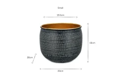 Decorative Home Accessories|Garden Planters^Nkuku Tembesi Etched Planter - Antique Black & Brass