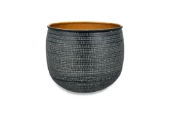Decorative Home Accessories|Garden Planters^Nkuku Tembesi Etched Planter - Antique Black & Brass