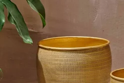 Decorative Home Accessories|Garden Planters^Nkuku Tembesi Etched Planter - Antique Brass