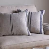 Bedroom Textiles|Cushions^Nkuku Tendali Linen Stripe Cushion Cover - Navy