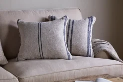 Bedroom Textiles|Cushions^Nkuku Tendali Linen Stripe Cushion Cover - Navy