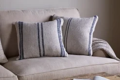 Bedroom Textiles|Cushions^Nkuku Tendali Linen Stripe Cushion Cover - Navy