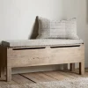 Hallway & Bootroom|Storage & Shelving^Nkuku Teni Reclaimed Wood Storage Bench with Upholstered Linen Cushion - Natural