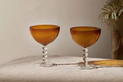 Barware|Entertaining Glasses^Nkuku Thimma Champagne Coupe - Amber (Set of 2)