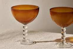 Barware|Entertaining Glasses^Nkuku Thimma Champagne Coupe - Amber (Set of 2)