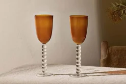 Barware|Entertaining Glasses^Nkuku Thimma Wine Glass - Amber (Set of 2)