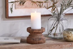 Decorative Home Accessories|Desk Accessories^Nkuku Thoko Reclaimed Round Candlestick - Dark Stain
