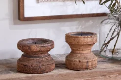 Decorative Home Accessories|Desk Accessories^Nkuku Thoko Reclaimed Round Candlestick - Dark Stain