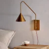 Wall Lights|Wall & Spot Lights^Nkuku Thottam Swing Arm Wall Lamp - Antique Brass