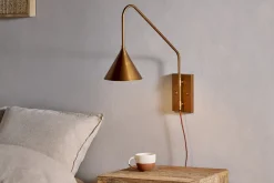 Wall Lights|Wall & Spot Lights^Nkuku Thottam Swing Arm Wall Lamp - Antique Brass