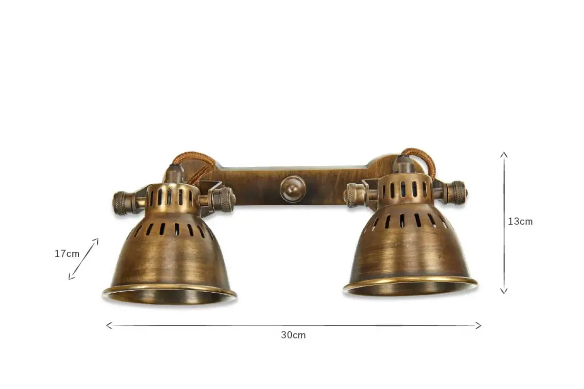 Spot Lights|Wall & Spot Lights^Nkuku Tubu Brass Double Spot Light - Antique Brass