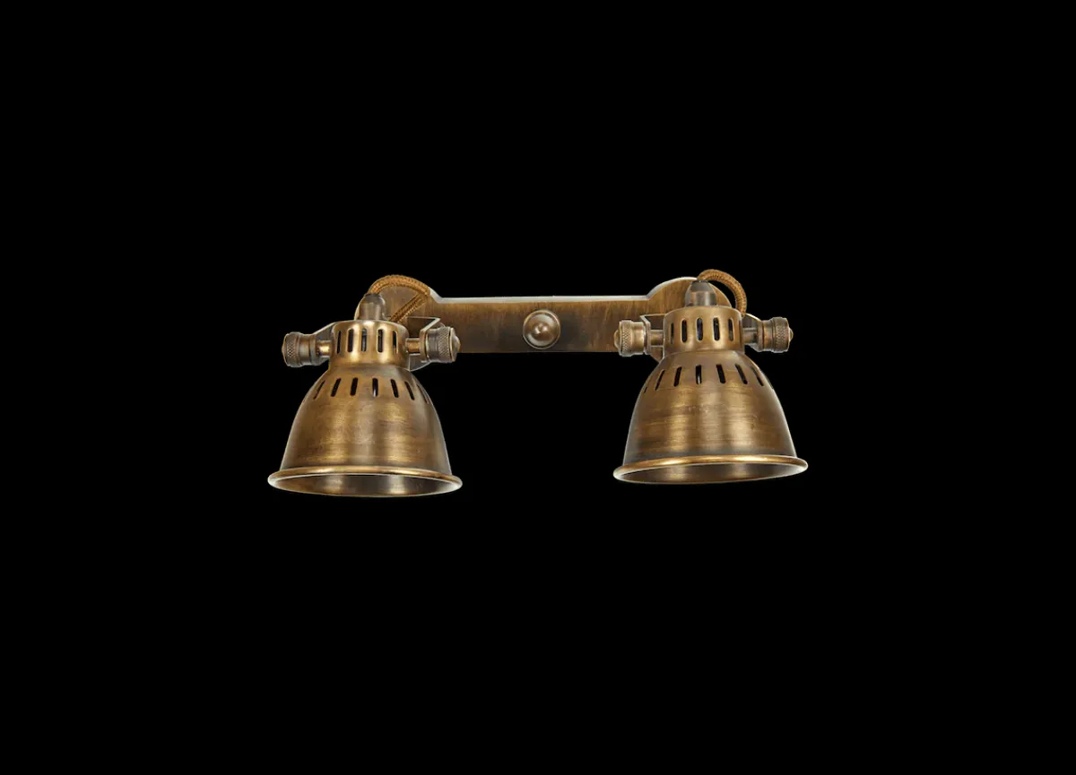 Spot Lights|Wall & Spot Lights^Nkuku Tubu Brass Double Spot Light - Antique Brass