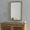 Wall Mirrors^Nkuku Ungura Rounded Mirror - Antique Brass - Large