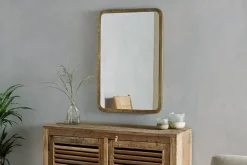 Wall Mirrors^Nkuku Ungura Rounded Mirror - Antique Brass - Large