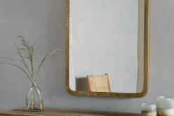 Wall Mirrors^Nkuku Ungura Rounded Mirror - Antique Brass - Large