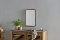 Wall Mirrors^Nkuku Ungura Rounded Mirror - Antique Brass - Small